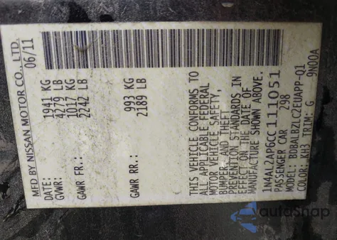 2012 Nissan Altima 2.5 S from USA, damaged, VIN 1N4AL2AP6CC111051